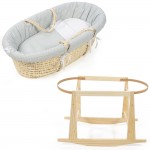 Cesta Porta Enfant Pasito a Pasito Vimini Naturale + Supporto e Rivestimento Grigio