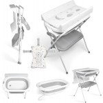 Ms Innovaciones ZOE Vasca da bagno Grigio con gambe, fasciatoio, cuscino riduttore e cestino portaoggetti