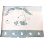 Set Lenzuola Andy & Helen per Carrozzina Ricamato D70 3 pz Celeste