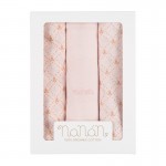 Set 3 pz Mussola Nanan All Over Lettering 80 x 80 cm Rosa
