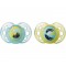 Tommee Tippee Set 02 Succhietti Night Time 18-36m in Silicone Giallo-Verde Acqua