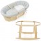 Cesta Porta Enfant Pasito a Pasito Vimini Naturale + Supporto e Rivestimento Grigio