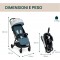 Chicco Passeggino Glee Joyful Teal Portata 22 kg Chiusura Automatica + Parapioggia