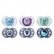 Tommee Tippee Set 02 Succhietti 18-36 M Ortodontico Silicone Panda Verde Acqua e Blu Decori
